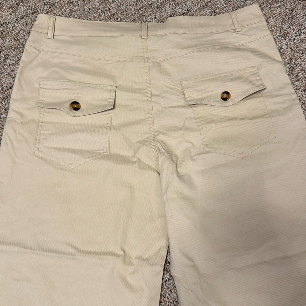 Beige straight leg pull on stretchy slacks - Picture 5 of 6